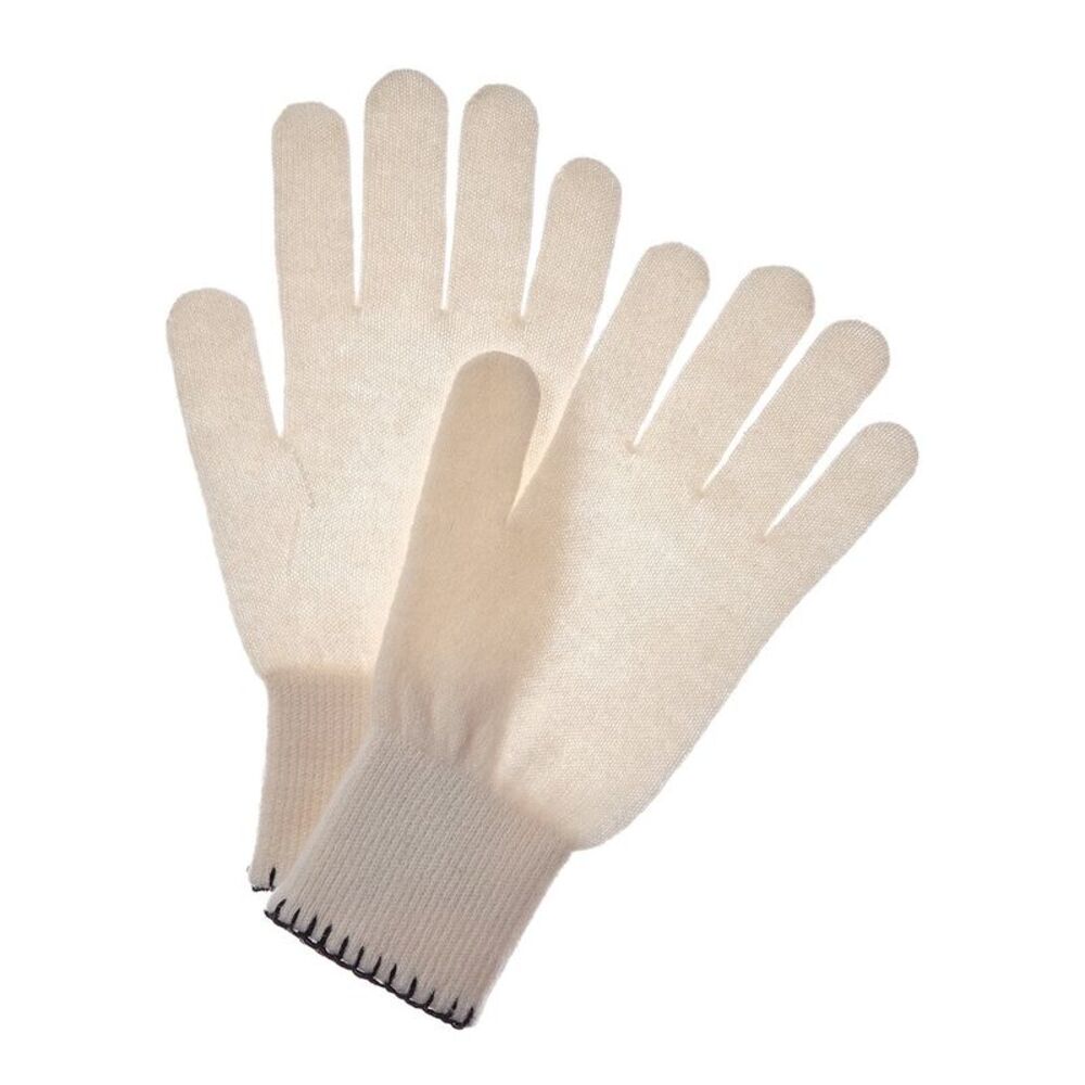 Brodie Cashmere Whipstitch Cashmere Gloves, White